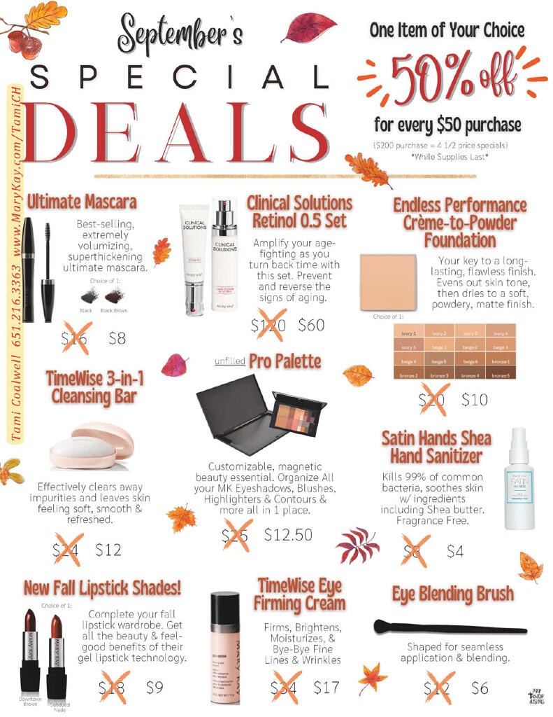 September 1/2 price specials 2022